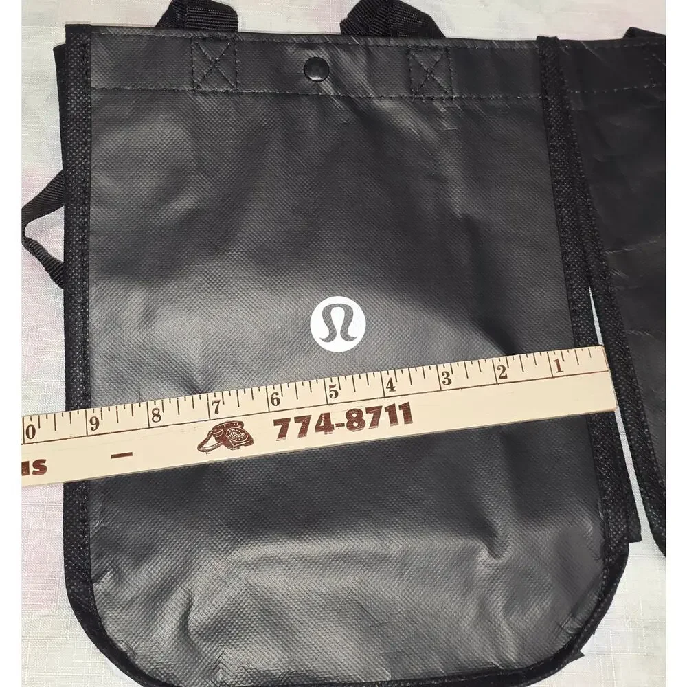 Lululemon Reusable Shopping Tote Bags Set of 4 Small Black Logo Gym- 11x9
